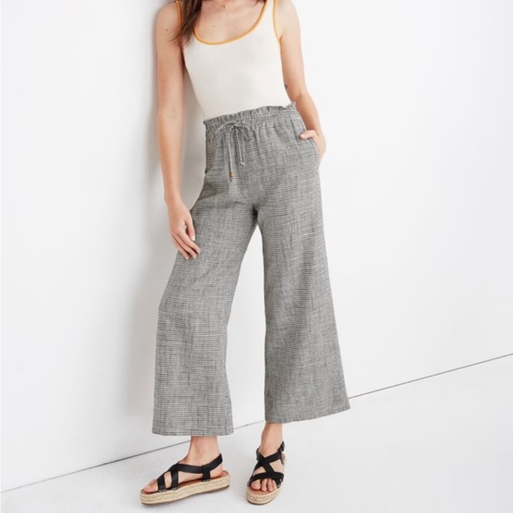 Madewell Black and White Ankle Cropped Pants High-Waisted